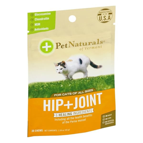 PET NATURALS HIP AND JOINT SUPPORT SUPPLEMENT FOR CATS, 30 CHEWS – GLUCOSAMINE, CHONDROITIN AND MSM FOR CATS