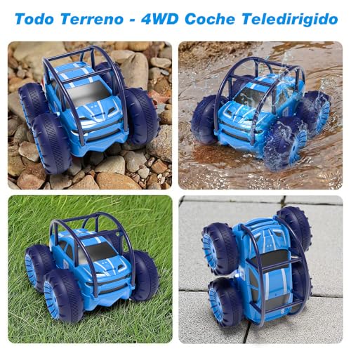 MaxTronic Remote Control Car for Children - Amphibious RC Car 2.4G 360° - 15KM/H - 4WD - Off-Road Stunt Car with Adjustable LED - Boys and Girls 3-12 Years Old