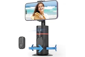 FIERRE SHANN Auto Face Tracking Tripod, No App Required, 360° Rotation Auto Tracking Phone Holder with Remote, Gesture Control, Rechargeable Phone Camera Mount for Live Vlog Streaming Video