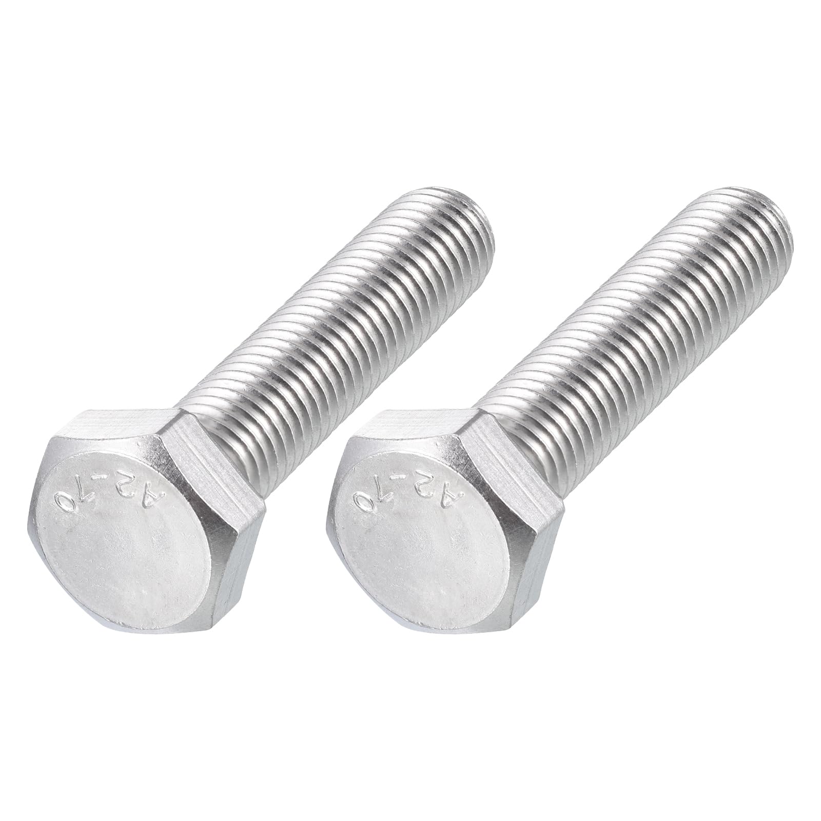 METALLIXITY Hex Bolts (M14-2x65mm) 2Pcs, 304 Stainless Steel Coarse Fully Threaded Hex Head Screw Bolt Machine Screws - for Furniture Repair, Silver