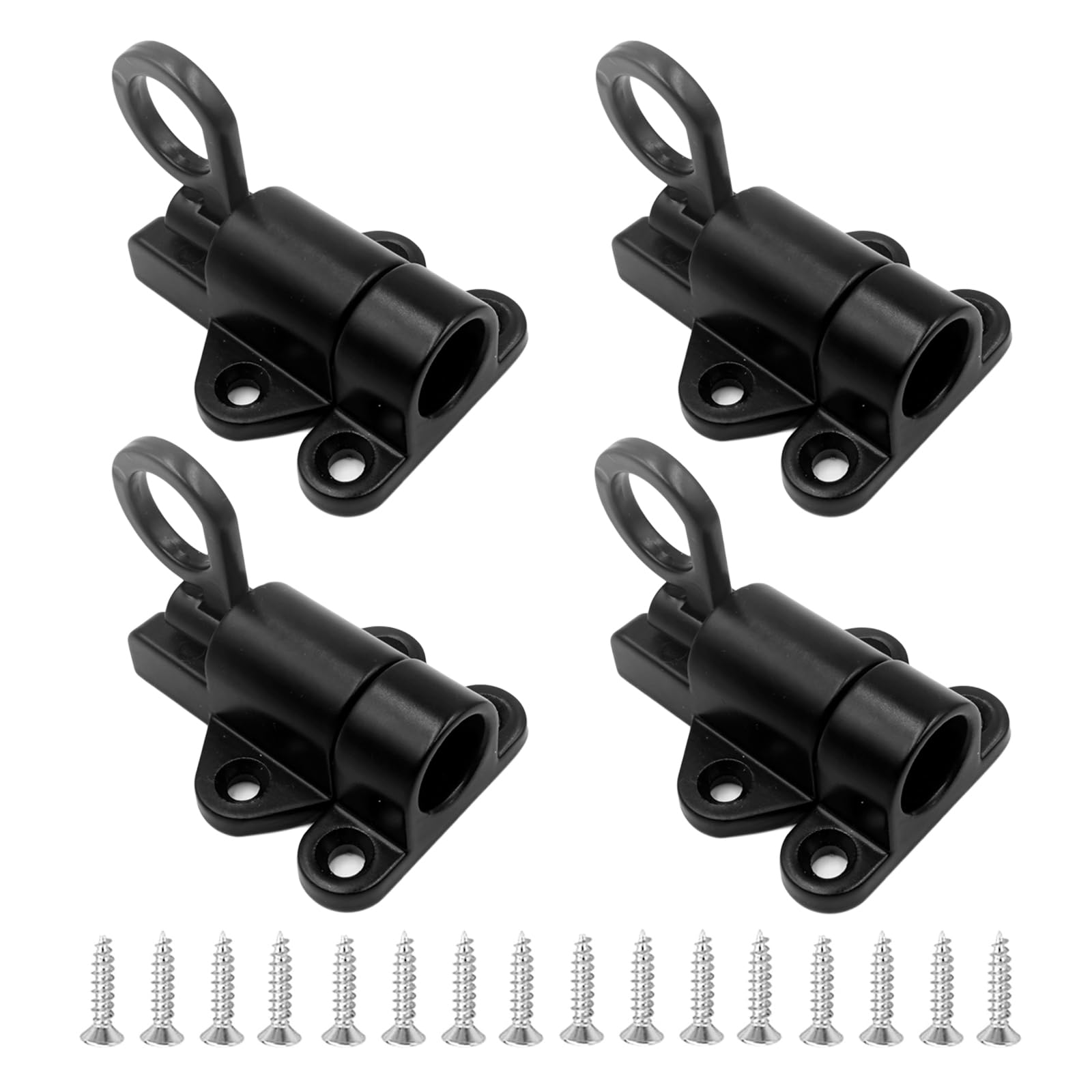 SyiXute 4 Pcs Door Spring Bolt,Aluminum Alloy Gate Latch Bounce Lock,Automatic Locking Door Latches,Door Locks with Screws for Shed Doors Gates and Outhouse Doors (Black)