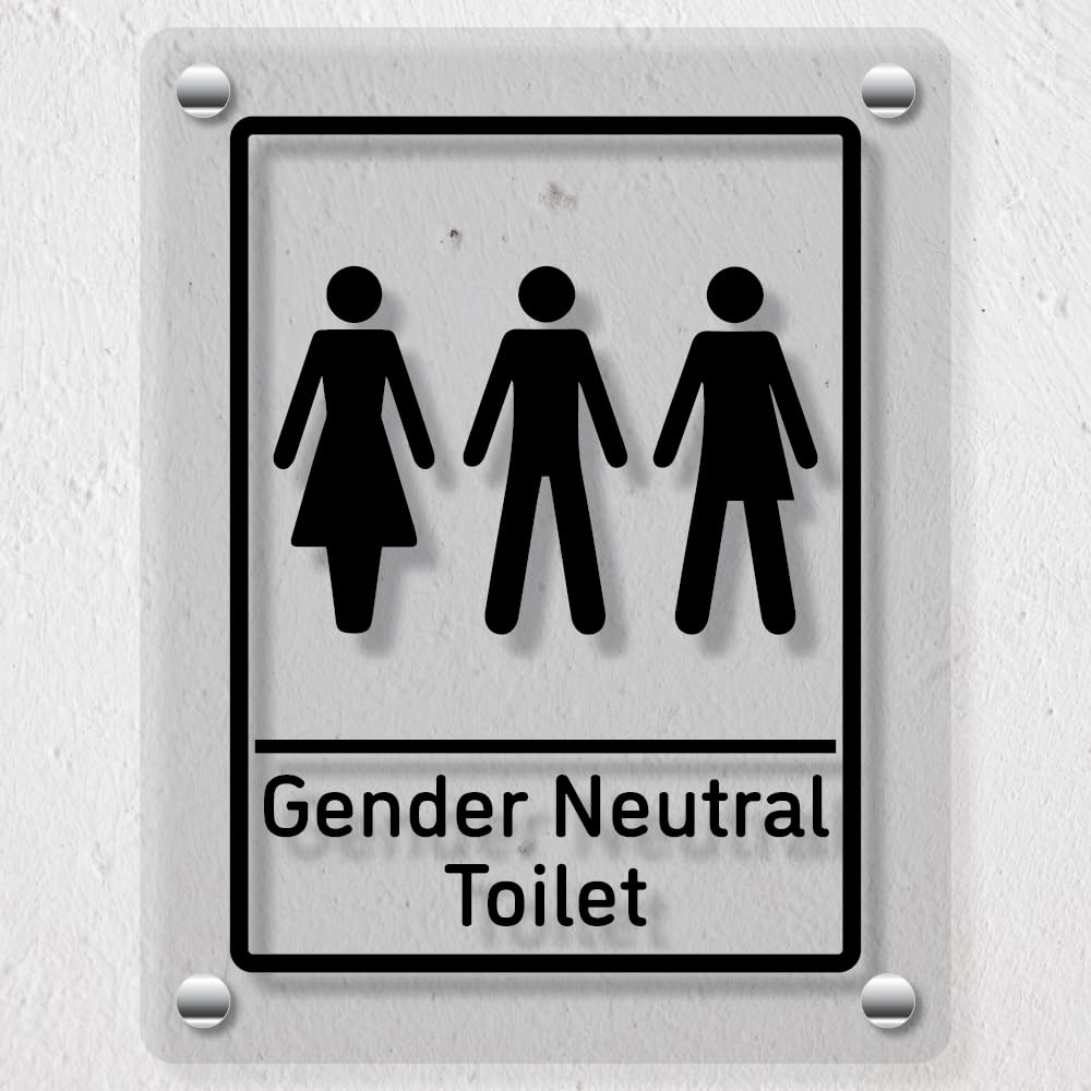 V Safety Gender Neutral Toilet 150 x 200 mm - Acrylic Perspex Cast Clear Safety Sign