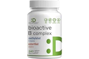 DEAL SUPPLEMENT Bioactive Vitamin B Complex for Men & Women, 240 Veggie Capsules - Methylated B Complex & Esterified Vitamin C – High Potency & Easy Absorption – Immune, Energy & Metabolism Supplement – Non-GMO