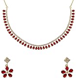 Zeneme Gold Plated American Diamond Necklace with Earrings for Women & Girls