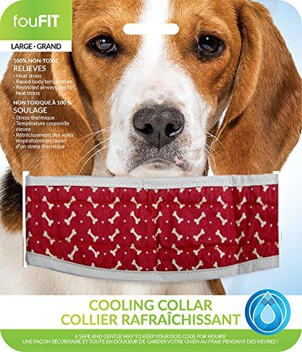 Red Large 15-18 Inch Neck Size, Cooling Collar for Dogs, Lowers Canine Body Temp in Hot Summer Weather, Relieves Heat Stress, Non Toxic Cotton Exterior, Just Add Water