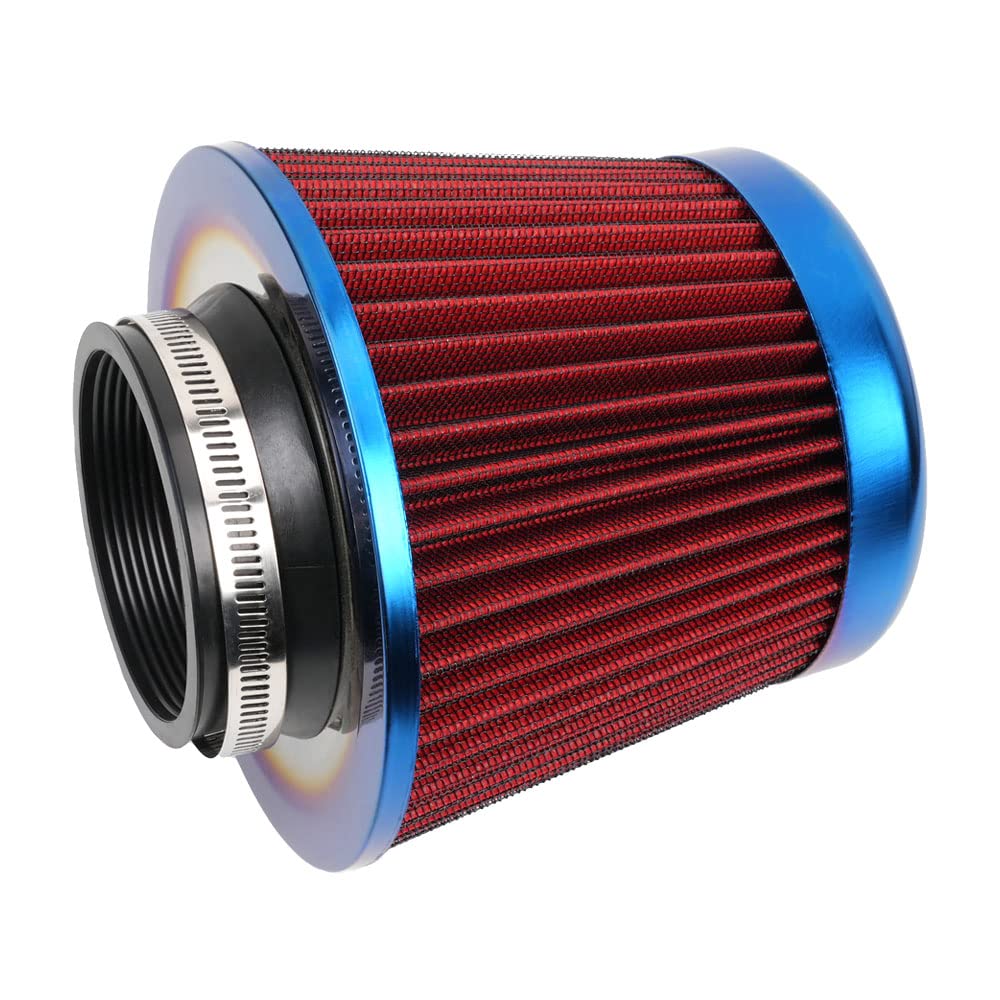 Photo 1 of Cold Air Intake Filter, High Performance, Washable Filter, Clamp-On Replacement Air Filter, Flange Diameter 3inch/76mm Red