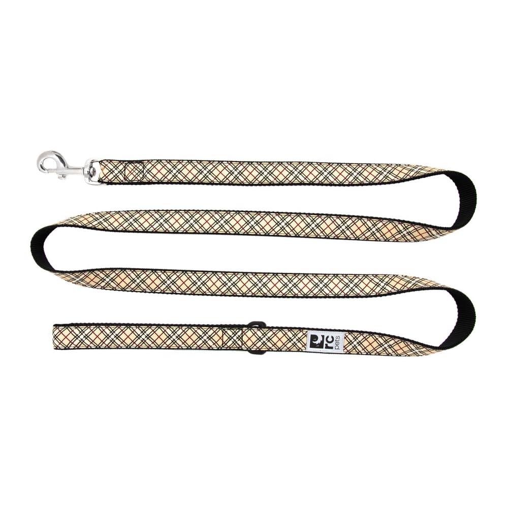 RC Pet Products Dog Leash 1-Inch by 6 Feet, Tan Tartan