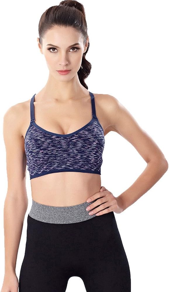 SSMENG Sports Bra for Women, Running Stretch High Impact Support Racerback Workout Top Vest Bras