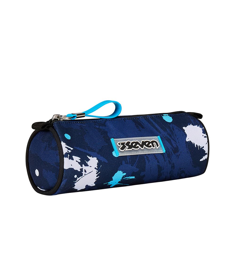 Seven School Pen Holder, Blue, Single Compartment Pen Holder, Zip Opening, Children and Youth, Blue, School