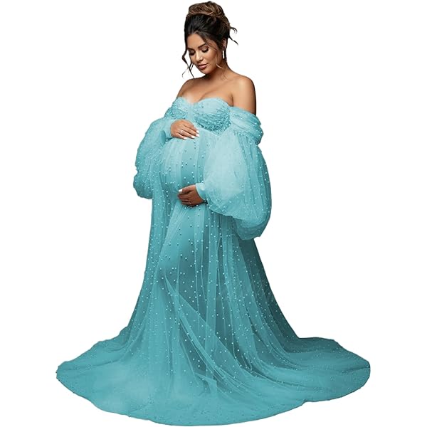 royal blue maternity dress for photoshoot Navy Floral Off Shoulder Wrap Maternity Photoshoot Gown/Dress main image 1