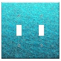 Switch Plate Double Toggle - Turquoise Background Leaves Texture Structure Blue