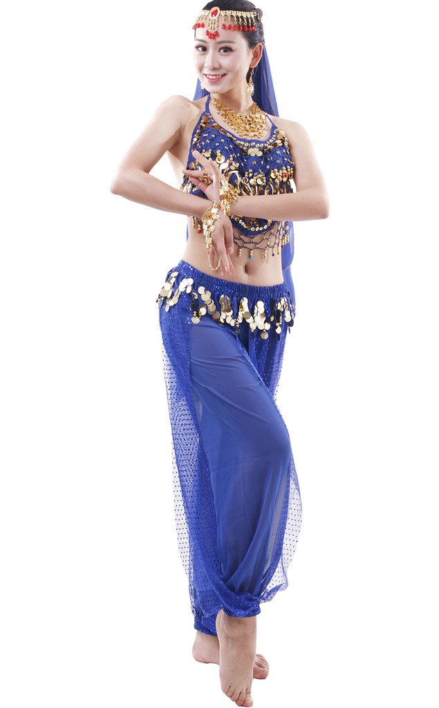 Astage Women Belly Dancer Halloween Costumes and Accessories Outfits Egyptian Style Royal Blue — image 1
