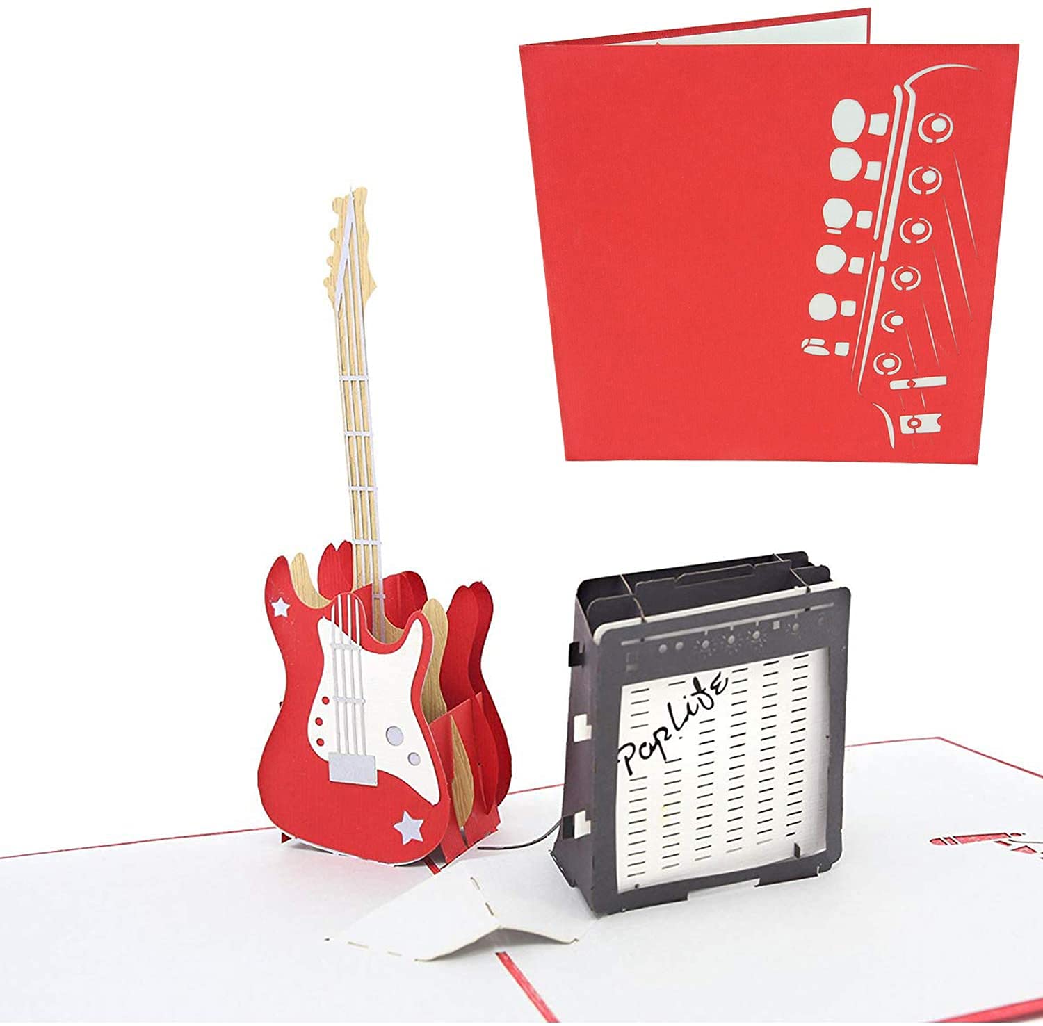 PopLife® Guitar and Amp 3D Pop Up Fathers Day Card - Happy Birthday, Congratulations, Retirement - Teacher Gift, Musician, Student, Band Present, Music School, Graduation
