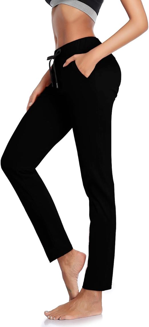 DAYOUNG Women Straight Leg Yoga Pants Drawstring Waist Workout Running