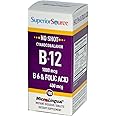 Superior Source No Shot Vitamin B-12 Cyanocobalamin 1000 mcg, B-6, Folic Acid 400 mcg - Support Brain & Heart Health - Aids Natural Energy Levels - 100 Sublingual Dissolving Tablets