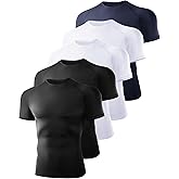 5 Pack Short Sleeve Compression Shirt Men - Workout Quick Dry Base Layer Shirts Moisture Wicking Top for Gym Athletic