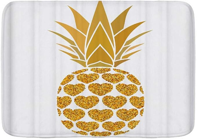 LKCDNG lfombra de baño,Piña Dorada con Corazones Oro Tropical,Alfombra