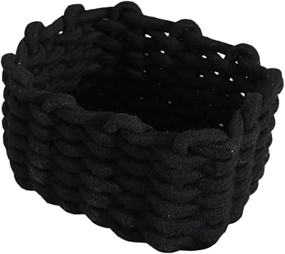 JJQHYC Cotton Rope Basket Woven Storage Organizer Black