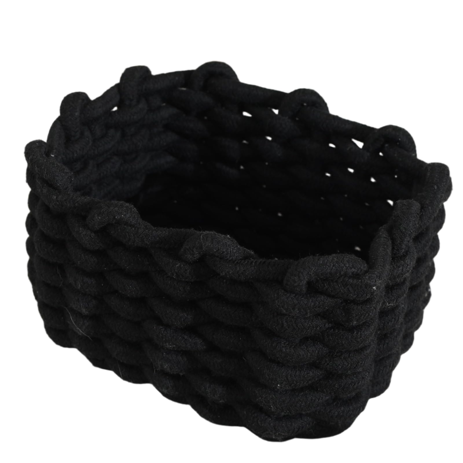 JJQHYC Cotton Rope Basket Woven Storage Baskets Black Rope Desktop Basket Organizer Bathroom Storage Baskets for Cupboard Nursery Decor