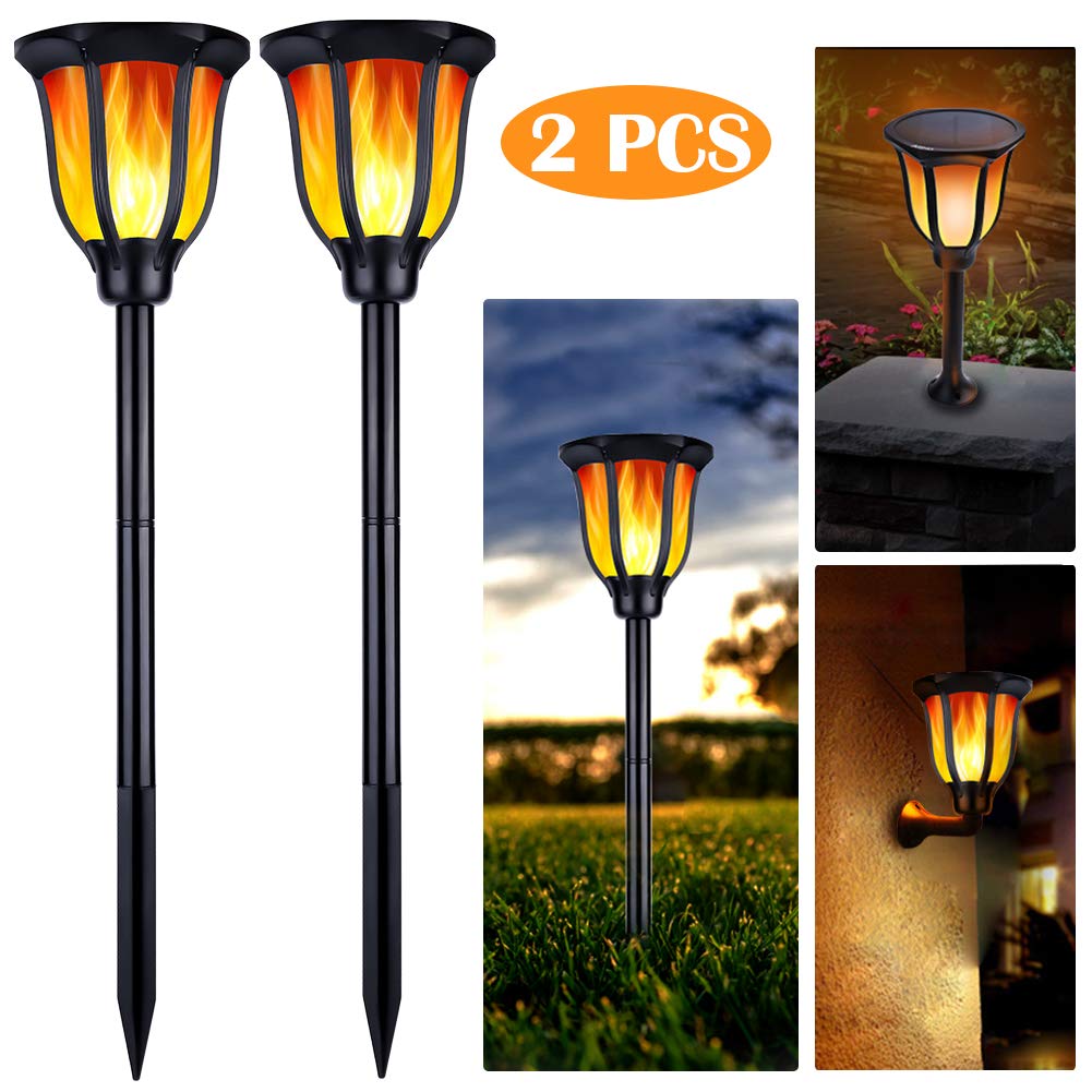 Solar Torch Flame Landscape Lights, ARINO 96LED 35Lumens Outdoor Solar Lights Waterproof Flickering Flames Effect Torches Lights for Garden Patio Deck Driveway Christmas Landscape Decoration, 2 Pack
