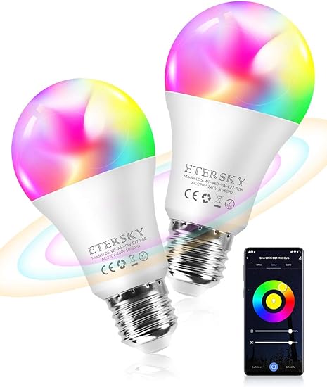 alexa bombilla inteligente 9w equivalente a 60w etersky bombillas wifi alexa compatible con alexa y google home bombilla led e27 rgbw 2700 6500k