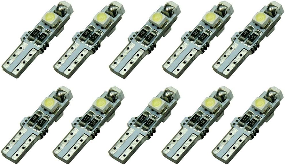 Iusun 10PC T5 LED Car Auto LED 3SMD Wedge LED Light Bulb Lamp Dash Board Instrument Car Decorative Car Replacement Lamp Accessory