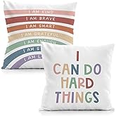 Qvapt Rainbow Classroom Pillows, I Am Pillow Covers, 18x18, Set of 2
