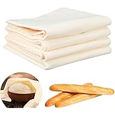 Qicfrk 4pcs Tea Towels for Baking Sourdough, 28 x 28 Cloths Unbleached Bread Basket Flour Sack Bread Towel Large Flour Sack Towels for Dough Raising Baguettes Making Accessories Bakers Gift