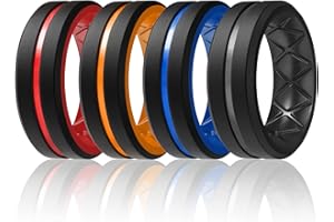 Egnaro Silicone Ring Men 1/4/6 Multipack Breathable Mens Silicone Rubber Bands Wedding Rings for Men Engagement Bands - 8mm Width 2mm Thickness