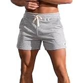 Waghaw Mens 5/7/8" Cotton Shorts Mens Sweat Athletic Shorts for Men Gym Worket Shorts with Pockets
