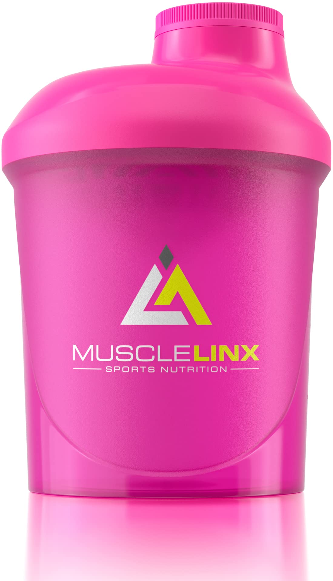 Protein shaker screw top 100% LEAK PROOF drinks bottle 400ml by Musclelinx (Pink 400ml)