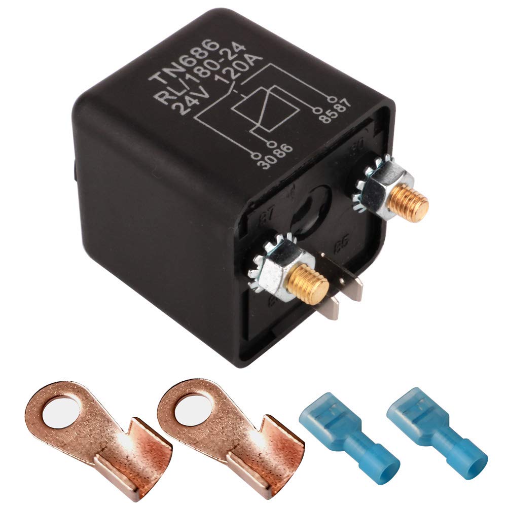 Gebildet Automotive Relays for Car Truck Motor Boat Car Starter - 24V DC 120 Amp Split Charge Relay Switch with 2 Pin Footprint + 2 Terminal
