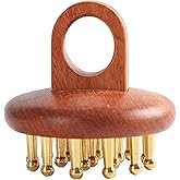 Tizee Brass Wood Meridian Pressure Brush - Scalp Massager for Hair Care, Fatigue Relief, and Full Body Massage - Manual Massager Tool for Men Women