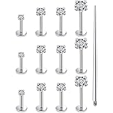 Kadogohno 18/16g Internally Threaded Medusa Monroe Lip Ashley Labret Nose Rings Flat Back Tragus Helix Cartilage Conch Screw Stud Earrings Surgical Steel Piercing Jewelry for Women Men