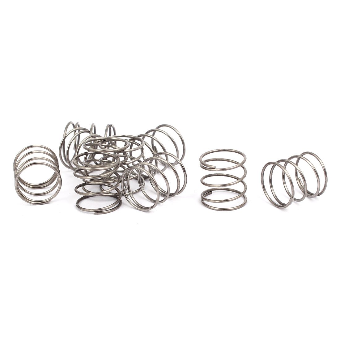 sourcingmap Compression Spring,304 Stainless Steel,10mm OD,0.6mm Wire Size,10mm Free Length,Silver Tone,10Pcs