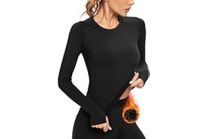 Witkey Womens Thermal Shirts Cold Weather Fleece Lined Base Layer Top Long Sleeve Warm Slim Fit Undershirt Quick Dry