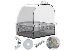 Lyfengdeam Bird Bath for cage, Budgie Bath, Parrot Bath, Bird Shower-Transparent Hanging Bathtubwith Hooks and Drawer, Pet Su