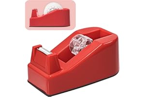 Desktop Office Tape Dispenser, Fits Standard 1-Inch Core Tapes, Weighted Non-Slip Base, Sharp Metal Blade, Smooth Cutting, Ad