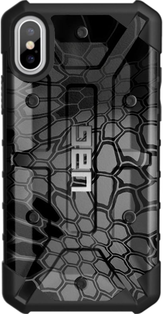 Limited Edition - Customized Designs by Ego Tactical Over a UAG Urban Armor Gear Case for Apple iPhone X/Xs (5.8")- Black Kryptek Typhon Camouflage