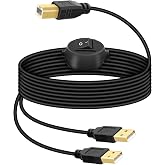RIIEYOCA 2 in 1 USB Printer Cable Splitter, USB A Male to USB B Male Printer Cable with Toggle Switch for 2 Computers, Share Scanner Printer(4.5M/14.7FT)