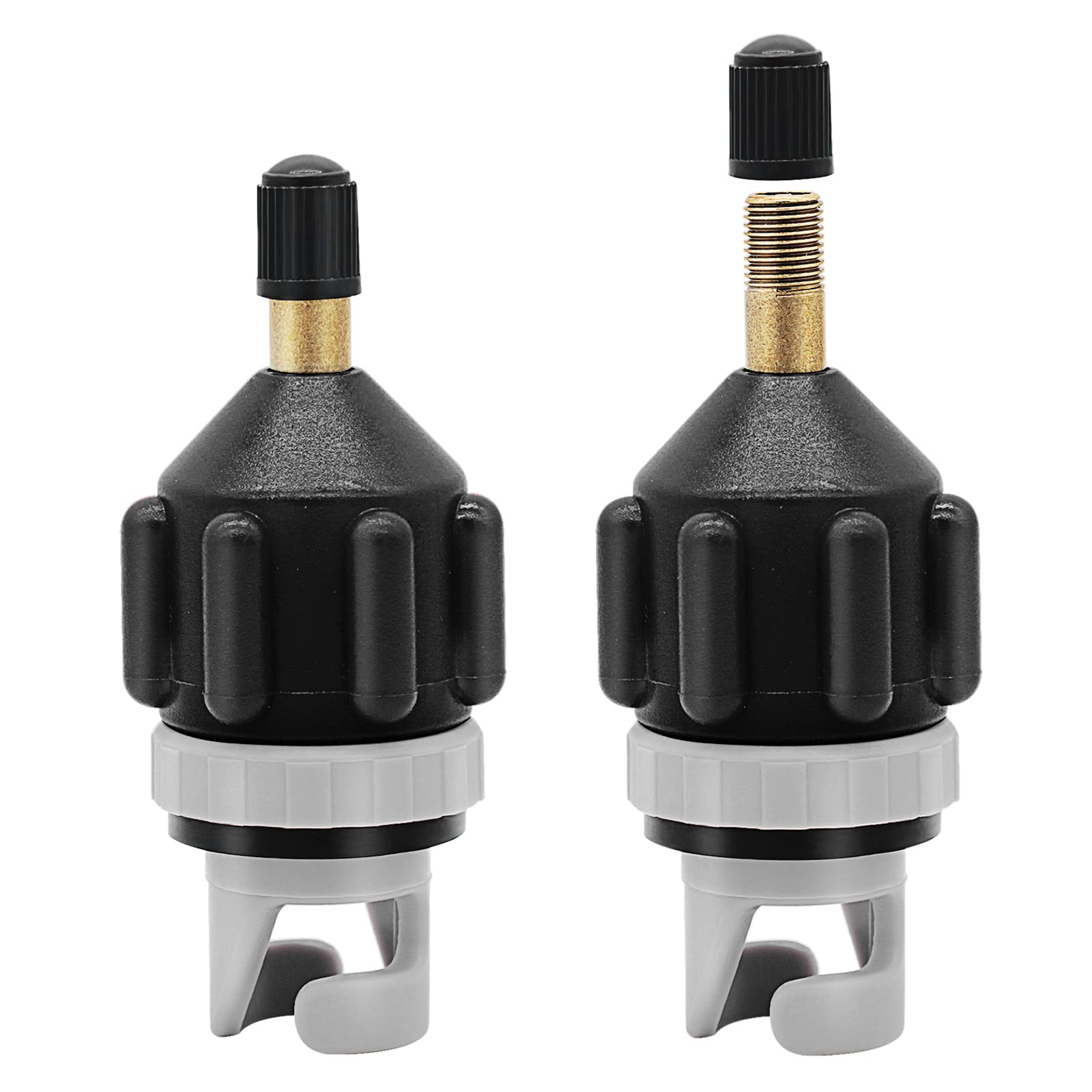 Pecihiko 2Pack Universal SUP Pump Adaptor, Corded Electric Inflatable Boat Pump Converter Air Valve Adapter for Stand Up Paddle Board/Dinghy/Paddling Pool/Kayak/Inflator Bed/Rowing Boat (Black)
