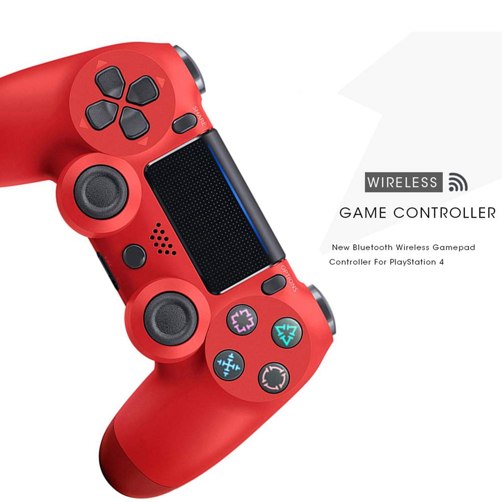 YZmoffer Wireless Controller Bluetooth Gamepad for Dual Shock, Remote for PS4 Controller Joystick Gamepads for Playstation 4 Console for Playstation 4 Wireless with USB Cable for Playstation 4 (Red)