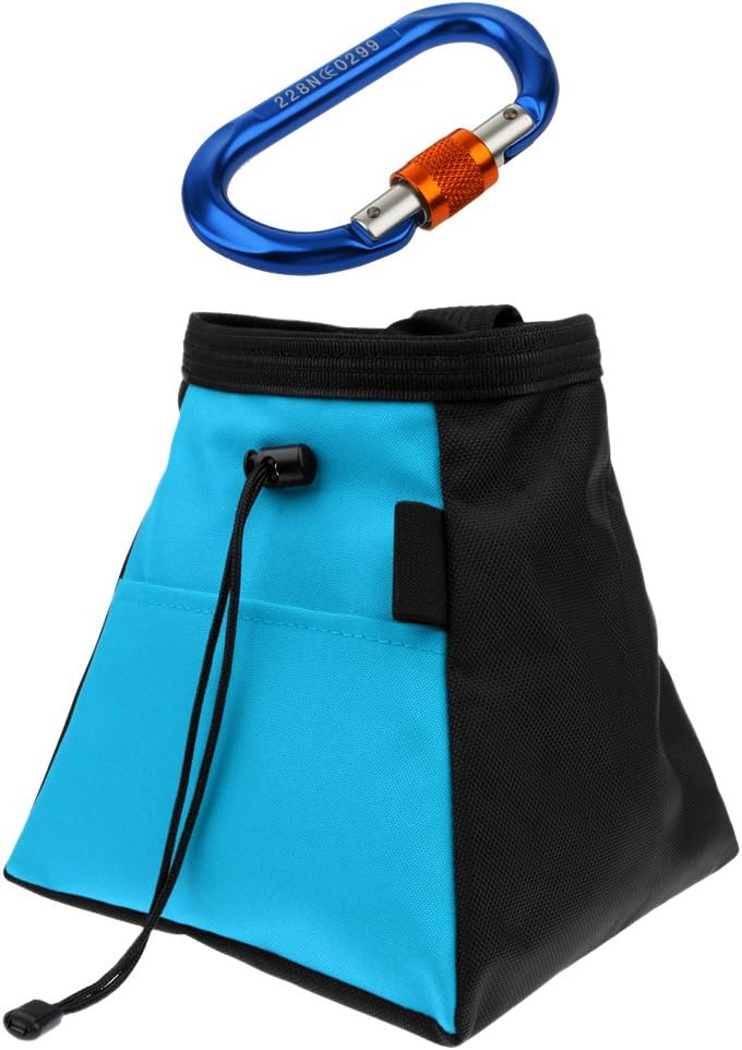 CUTICATE Bouldering Climbing Chalk Bag Magnesium Powder Stand Bucket + 24KN Carabiner