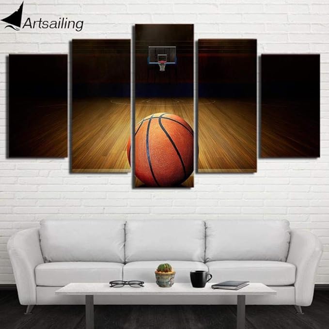 YIMENGSX Bola de 5 Piezas con Lienzo Impreso Baloncesto Pintura