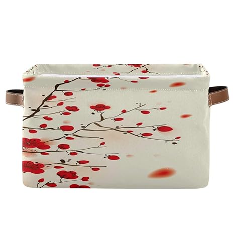 BIGJOKE Aufbewahrungskorb mit chinesischem Pflaumenblütenmuster