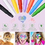 URAQT Face Paint Crayons Kit 8 Colors Non-Toxic Safe For Kids Adults view 2