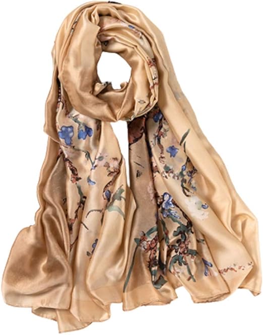 Oukeep Bufanda Con Estampado De Cera De Pintura Al Óleo, Chal De Seda