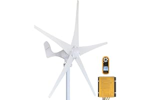 Pikasola Wind Turbine Generator Kit 400W 12V with 5 Blade, with Charge Controller, Wind Power Generator for Marine, RV, Home, Windmill Generator Suit for Hybrid Solar Wind System