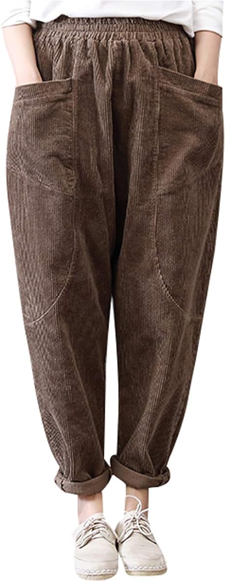 ladies elasticated waist corduroy trousers