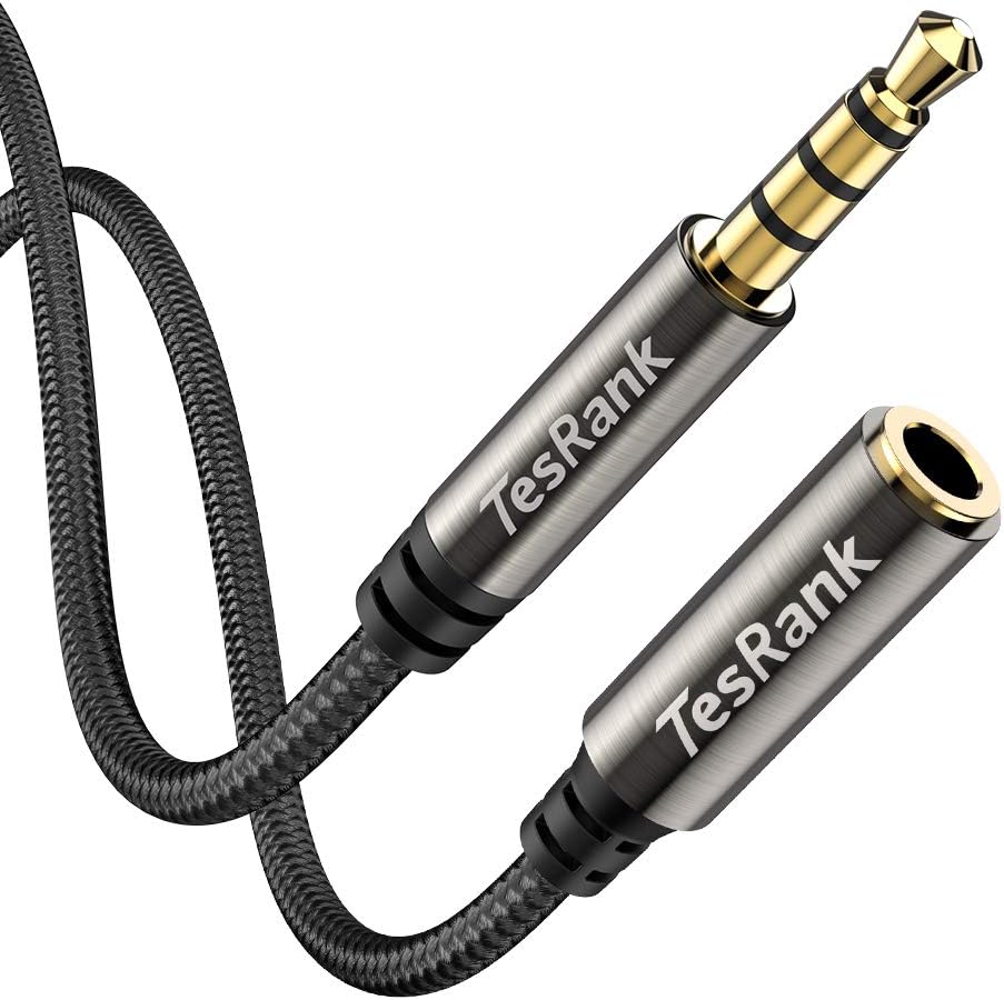 TesRank 3.5mm Audio Extension Cable 4-Pole Male to Female Nylon Aux Extension Lead Braid Cord for Headphones/TV/Laptop/Phones/Nintendo Switch/Car/PS4/Xbox